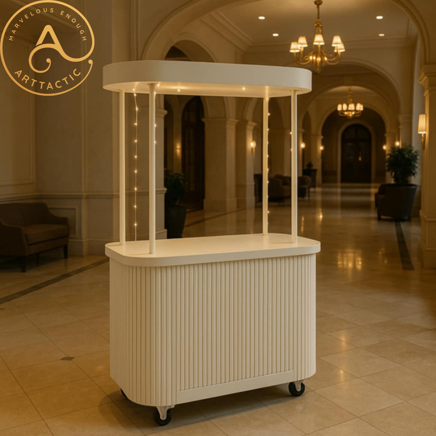 ArtTactic Event Mobile Bar Cart with LED Lighting: Portable & Stylish Service Station